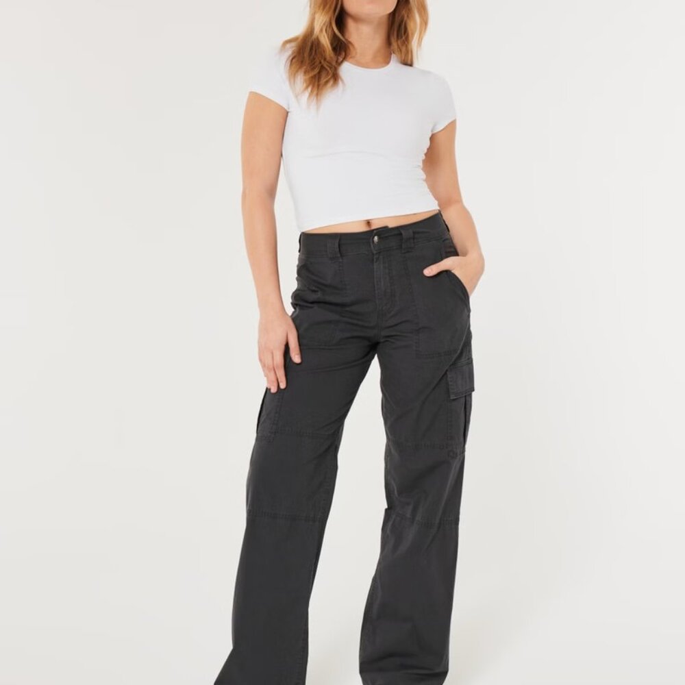 Hollister Women’s‎ High-Rise Poplin Baggy Cargo Pants SZ 8